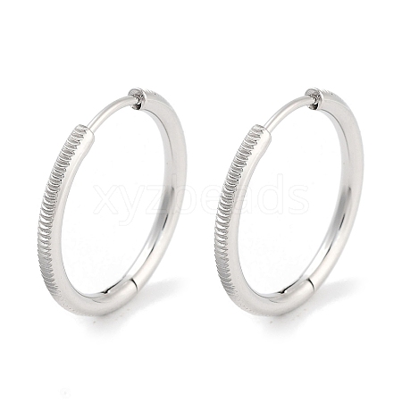 Tarnish Resistant 304 Stainless Steel Textured Huggie Hoop Earrings for Women EJEW-C096-36P-1