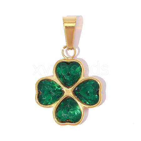 304 Stainless Steel Pave Green Cubic Zirconia Pendants CU-OY001-33G-01-1