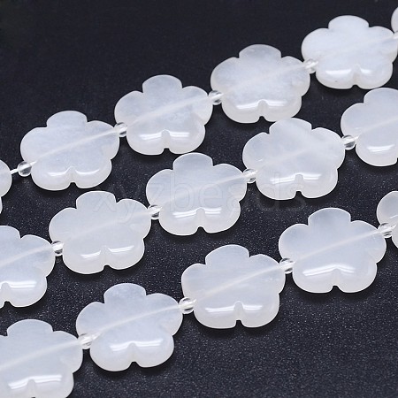 Natural White Jade Flower Bead Strands G-M206-12A-1