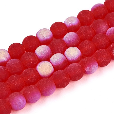Frosted Transparent Glass Beads Strands LS-GLAA-T032-T6mm-MBB09-1
