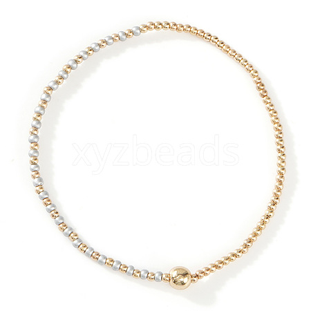 Glass Seed Beads & CCB Beads Stretch Bracelets TB4137-54-1