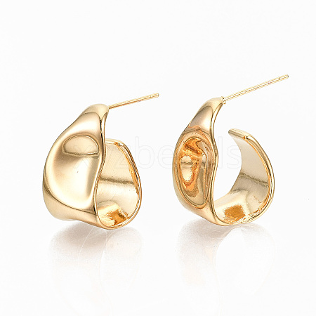 Brass Half Hoop Earrings X-KK-S356-149G-NF-1