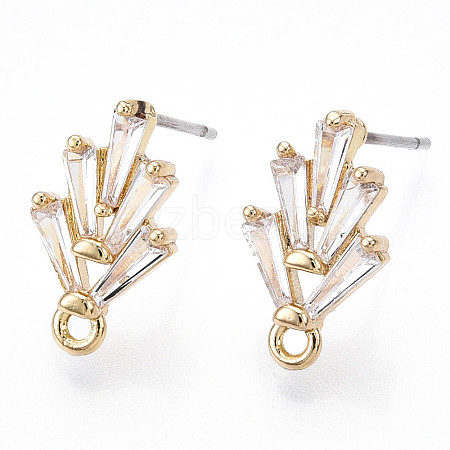 Brass Cubic Zirconia Ear Studs MAK-T011-04G-1