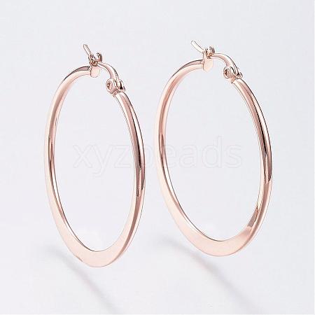 304 Stainless Steel Hoop Earrings EJEW-F105-20RG-1