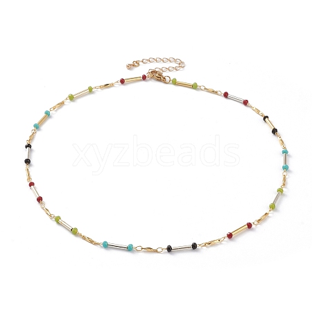 Faceted Rondelle Glass Beaded Necklaces NJEW-JN03210-1