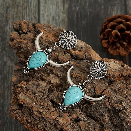 Synthetic Turquoise Stud Earrings PW23031661136-1