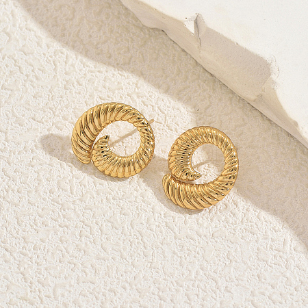 Vintage Stainless Steel Spiral Stud Earrings IO3625-1