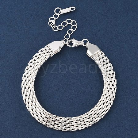 304 Stainless Steel Mesh Chain Bracelet BJEW-G669-14S-1