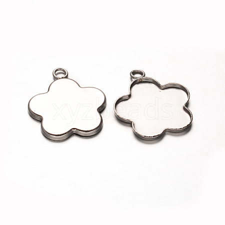 Flower 201 Stainless Steel Pendants Cabochon Settings STAS-D111-15-1