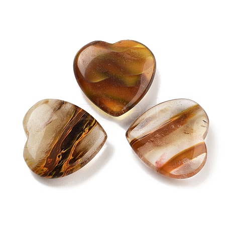 Heart Tigerskin Glass Worry Stone G-C134-06A-04-1