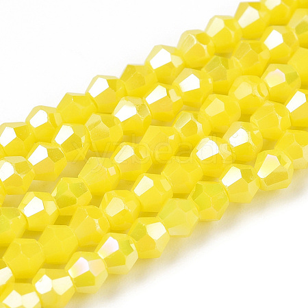 Opaque Solid Color Electroplate Glass Beads Strands EGLA-A039-P2mm-B05-1