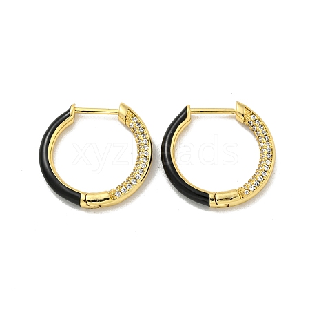 Brass Micro Pave Cubic Zirconia Hoop Earring EJEW-C088-25G-02-1