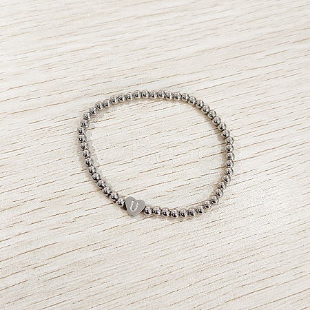 304 Stainless Steel Beads Stretch Bracelets for Women FS-WGC4F34-21-1