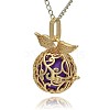 Golden Tone Brass Hollow Round Cage Pendants KK-J230-03G-2