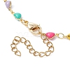 Real 18K Gold Plated Brass Enamel Heart Link Chain Necklaces NJEW-JN04533-4