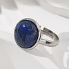 Half Round Natural Lapis Lazuli Finger Rings X-RJEW-M062-01P-04-5