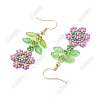 Handmade Glass Seed Beads Flower Dangle Earrings EJEW-FS00092-1