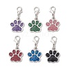 6Pcs 6 Colors Dog Paw Print Alloy Enamel Pendant Decorations HJEW-JM02587-1