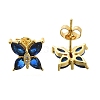 Butterfly Brass Micro Pave Cubic Zirconia Stud Earrings EJEW-C126-03G-4