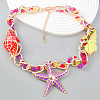 Beach Ocean Style Alloy Enamel Pendant Necklaces for Women NJEW-K384-01-1