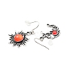 Resin Beaded Moon and Sun Asymmetrical Earrings EJEW-C036-01C-3