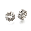 Wave Rondelle Brass Micro Pave Cubic Zirconia European Beads KK-K300-07A-P-1