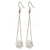 Shell Pearl Beads & Brass Cable Chain Dangle Earrings EJEW-TA00570-1