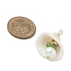 Natural Shell & Round Glass Pendants PALLOY-MZ00912-06-2