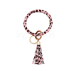 Leopard Print Pattern PU Imitaition Leather Bangle Keychains KEYC-PW0009-08B-1