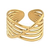 304 Stainless Steel Open Cuff Ring for Women RJEW-U014-11G-2