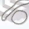 304 Stainless Steel Flower Link Chain Necklaces & Bracelets Sets SJEW-D091-04P-1