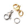 Yilisi PVD Vacuum Plating 304 Stainless Steel Lobster Claw Clasps and 304 Stainless Steel Jump Rings STAS-YS0001-06-5