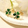 Clover Brass Micro Pave Cubic Zirconia Stud Earring EJEW-C126-01G-3