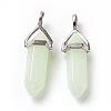 Luminous/Glow Bullet Glass Pointed Pendants GLAA-K058-01P-02-3