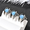 Natural & Synthetic Mixed Gemstone Wings Adjustable Rings RJEW-K241-04AS-2