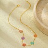 304 Stainless Seel Enamel Daisy Flower Link Chain Necklaces for Women NJEW-D303-01G-2