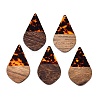 Transparent Resin and Walnut Wood Pendants RESI-T057-06D-1