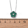 304 Stainless Steel Green Enamel 5-Petal Flower Pendant Necklaces for Women NJEW-U032-17P-01-5