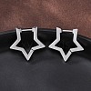 Non-Tarnish 304 Stainless Steel Star Huggie Hoop Earrings X-STAS-H156-05P-4