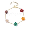 Electroplated Glass Flower Links Bracelets BJEW-JB10265-1
