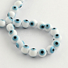 Round Handmade Evil Eye Lampwork Beads Strands X-LAMP-R114-8mm-07-2