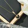 304 Stainless Steel & Rhinestone & Enamel Pendant Necklaces for Women NJEW-G157-03G-4