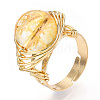 Adjustable Gemstone Round Finger Rings RJEW-T019-01F-KC-3