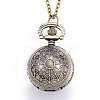 Carved Alloy Flat Round Pendant Necklace Quartz Pocket Watches WACH-P006-06-2