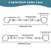 WADORN 4Pcs 2 Style Hip-hop Style Stainless Steel Skull  Link Shoe Chains FIND-WR0007-61-2