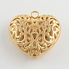 Hollow Tibetan Style Alloy Heart Pendants TIBEP-S095-G-NR-1