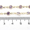 Handmade Lilac Glass Flat Round Link Chains KK-F871-57G-2