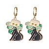 10Pcs 10 Styles Cat Shape Alloy Enamel Dangle Earrings EJEW-JE05822-4