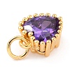 Real 18K Gold Plated Brass Inlaid Cubic Zirconia Charms ZIRC-L100-074G-03-4