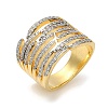 Rack Plating Brass Micro Pave Cubic Zirconia Adjustable Finger Rings for Women RJEW-C114-16A-G-1